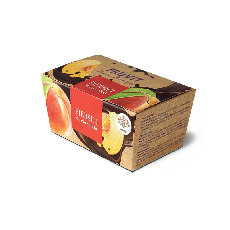 Piersici in ciocolata neagra 150gr - Fruvit