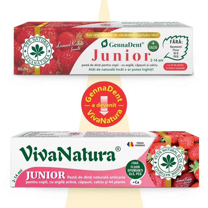Pasta dinti junior capsuni 2-14ani 80ml - Vivanatura