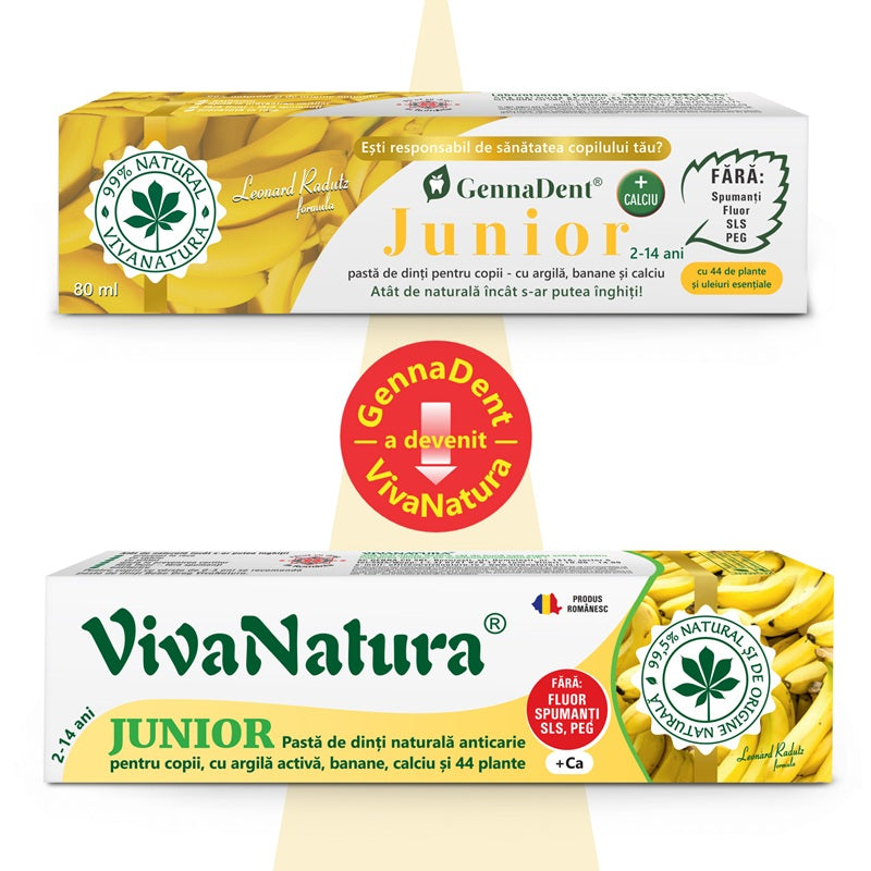 Pasta dinti junior banane 2-14ani 80ml - Vivanatura