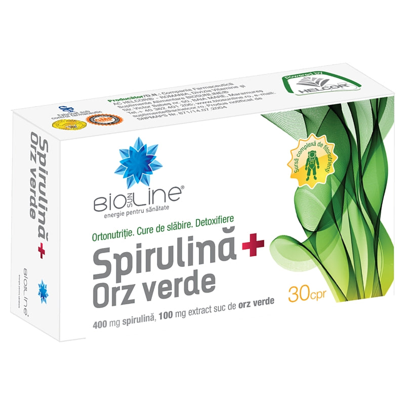 Spirulina + orz verde, 30 comprimate-HELC.00022