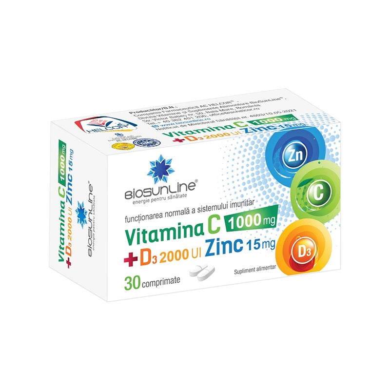 Vitamina c 1000mg +d3 2000ui + zinc 15mg 30cpr - Helcor
