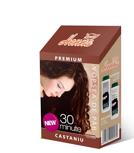 Henna Premium Castaniu, 60 g-HENN.00011