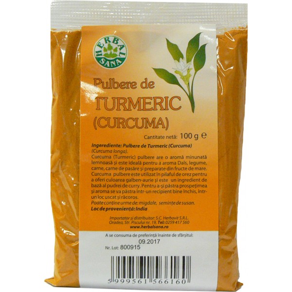 Turmeric (curcuma) pulbere 100gr - Herbavit