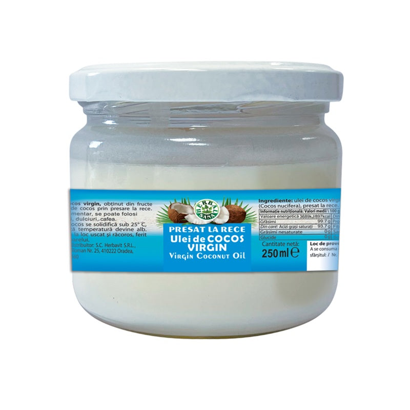 Ulei cocos virgin presat la rece 250ml (uz intern) - Herbavit