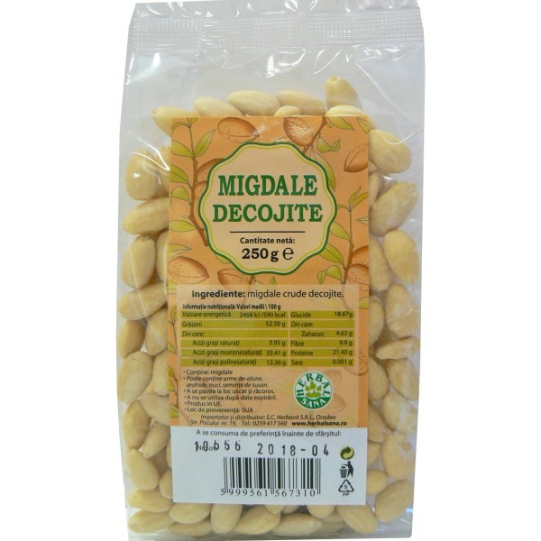 Migdale crude decojite 250gr - Herbavit