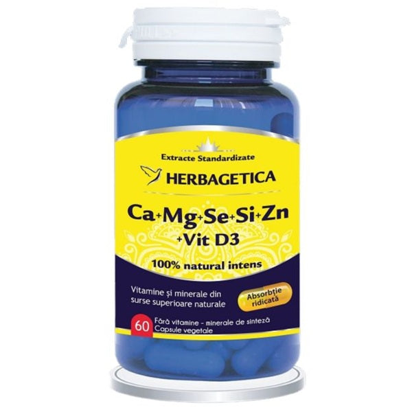 Ca+mg+se+si+zn organice cu d3 60cps - Herbagetica