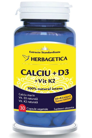 Calciu+d3+vit. k2 30cps - Herbagetica