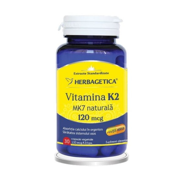 Vitamina k2 mk7 naturala 120mg 30cps vegetale - Herbagetica
