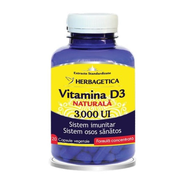 Vitamina d3 naturala 3000ui 120cps vegetale - Herbagetica