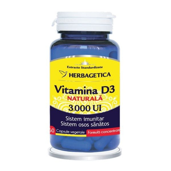 Vitamina d3 naturala 3000ui 60cps vegetale - Herbagetica