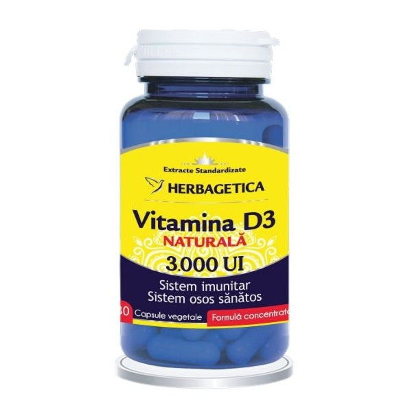 Vitamina d3 naturala 3000ui 30cps vegetale - Herbagetica