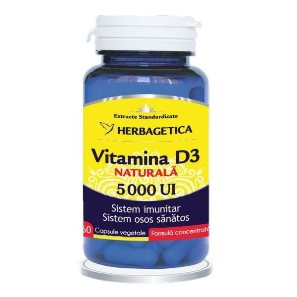 Vitamina d3 naturala 5000ui 60cps vegetale - Herbagetica