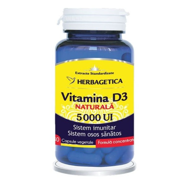Vitamina d3 naturala 5000ui 30cps vegetale - Herbagetica