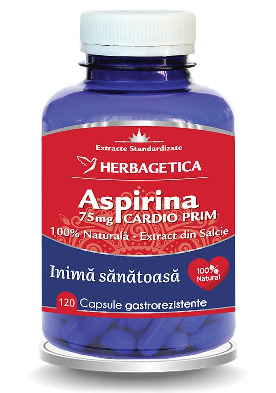 Aspirina naturala cardio prim 75mg 120cps - Herbagetica