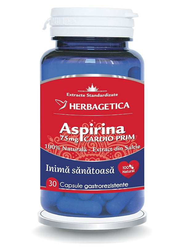 Aspirina naturala cardio prim 75mg 30cps - Herbagetica