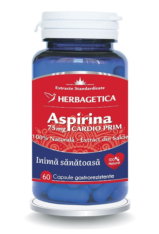 Aspirina naturala cardio prim 75mg 60cps - Herbagetica