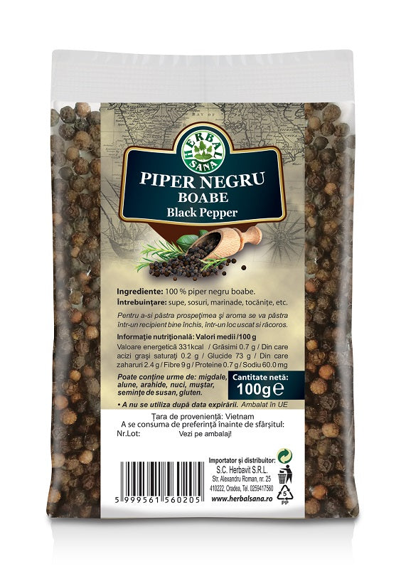 Piper negru boabe 100gr - Herbavit
