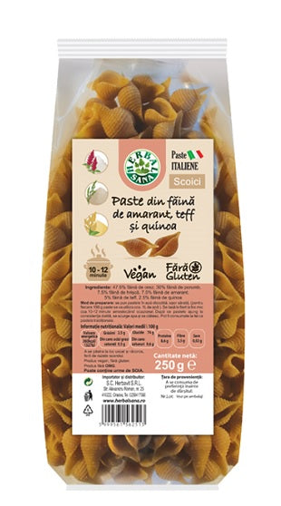 Paste Scoici cu Faina de Amarant, Teff & Quinoa, 250 g-HERB.01503