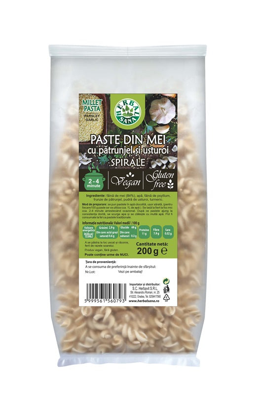 Paste spirale mei cu patrunjel si usturoi 200gr - Herbavit