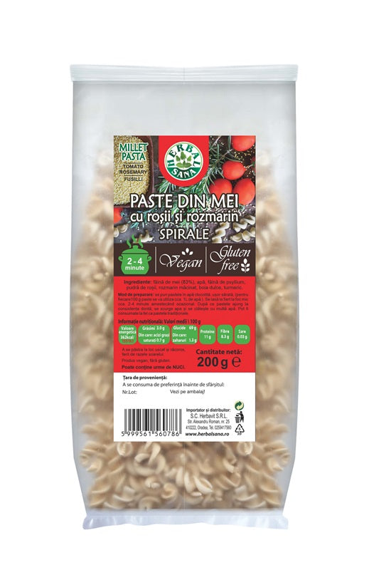 Paste spirale mei cu rosii si rozmarin 200gr - Herbavit