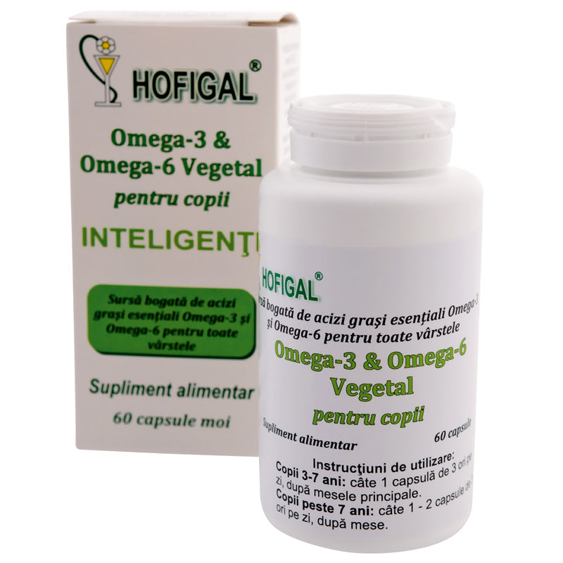 Omega 3 & Omega 6 Vegetal pentru Copii, 60 capsule moi-HOFI.00277