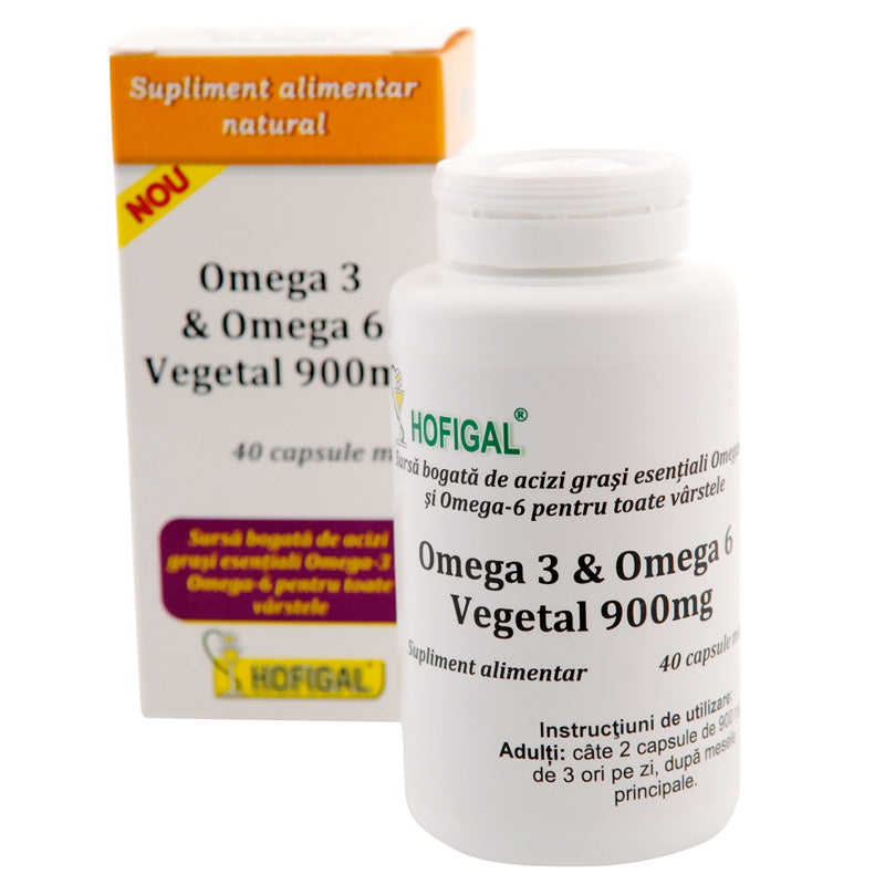Omega 3 & Omega 6 Vegetal 900 mg, 40 capsule moi-HOFI.00278