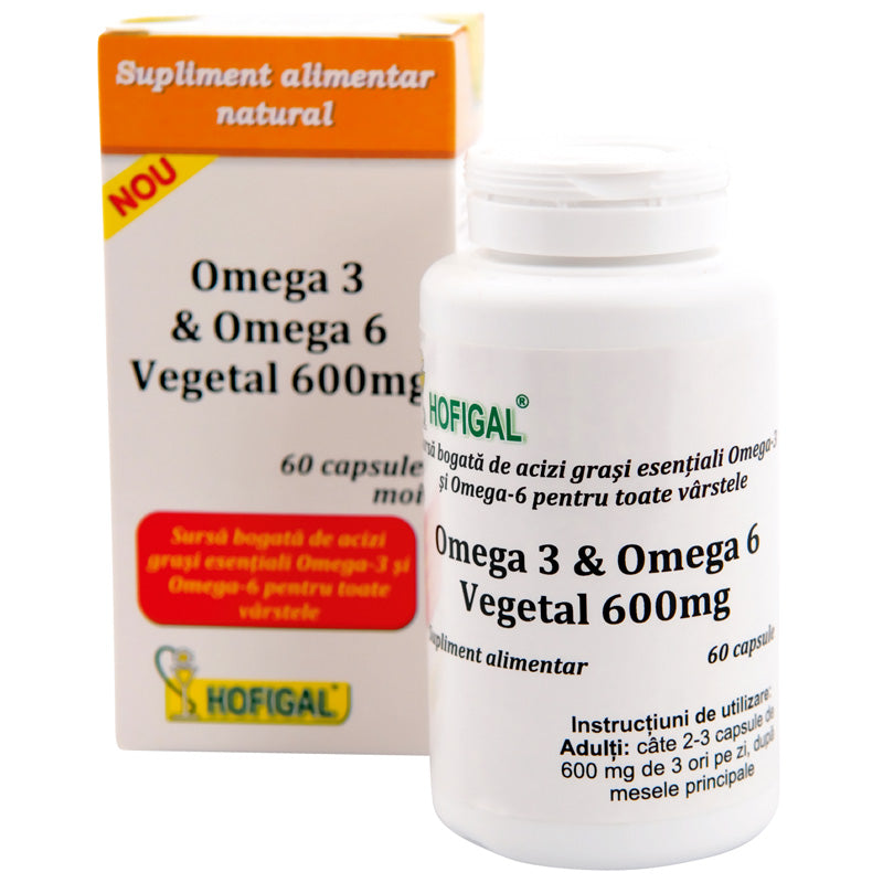 Omega 3 & Omega 6 Vegetal 600 mg, 60 capsule moi-HOFI.00279