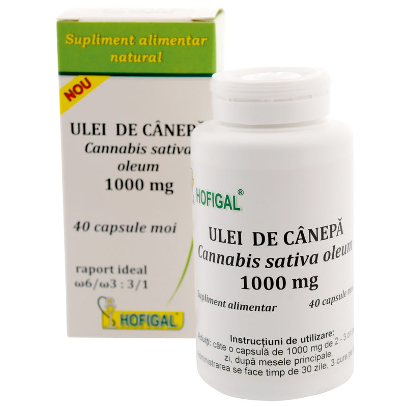 Ulei de canepa 1000mg 40cps moi - Hofigal