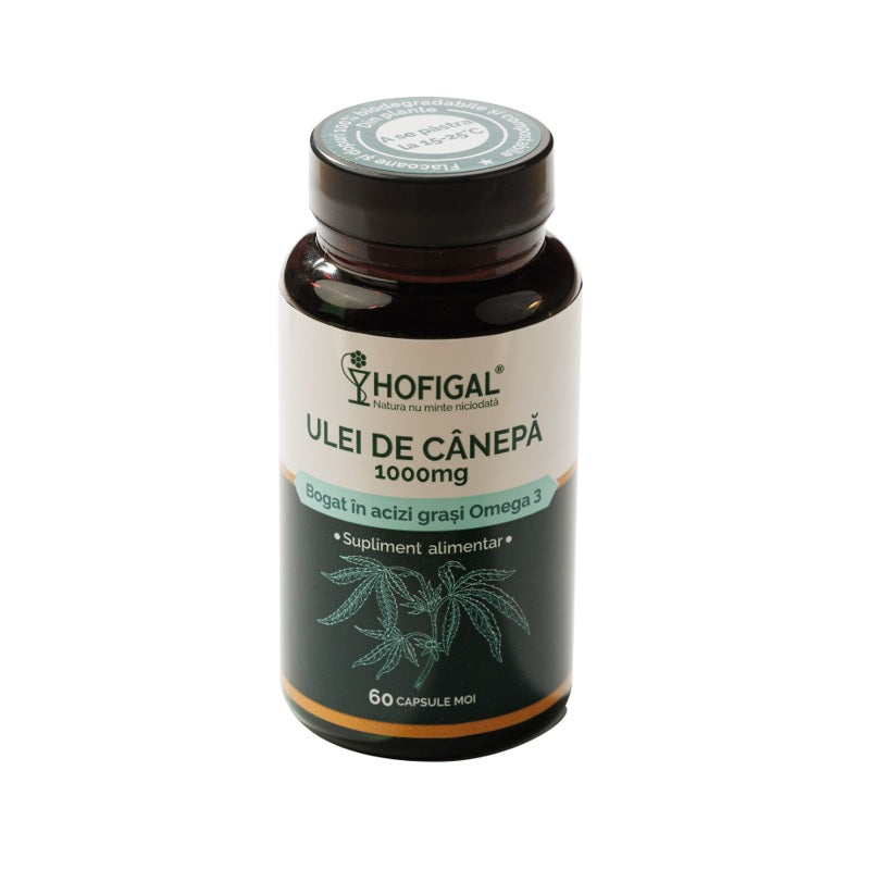 Ulei de canepa 1000mg, 60 capsule moi - Hofigal