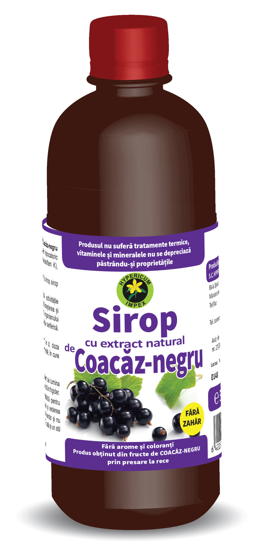 Sirop de Coacaz Negru Fara Zahar, 500 ml-HYPE.00133