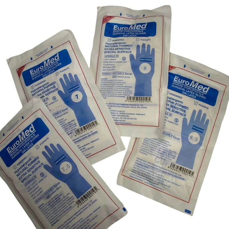 Manusi chirurgicale sterile pudrate nr. 7,5 - Ideal Medical