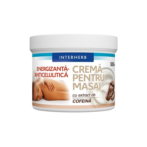 Cremă pentru masaj cofeină 500 ml – Interherb - Răcoare plăcută