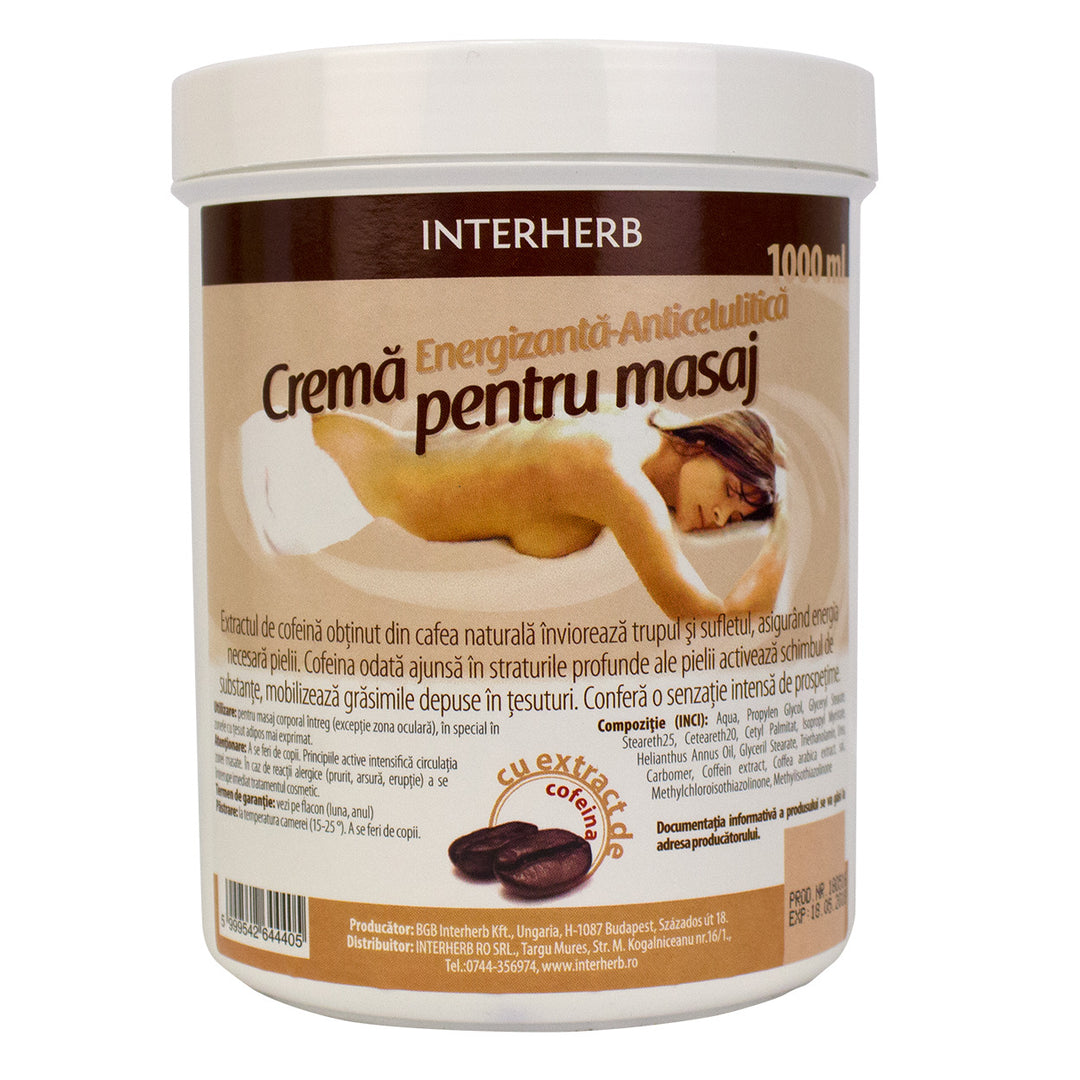 Crema pentru masaj (cofeina) 1000ml - Interherb