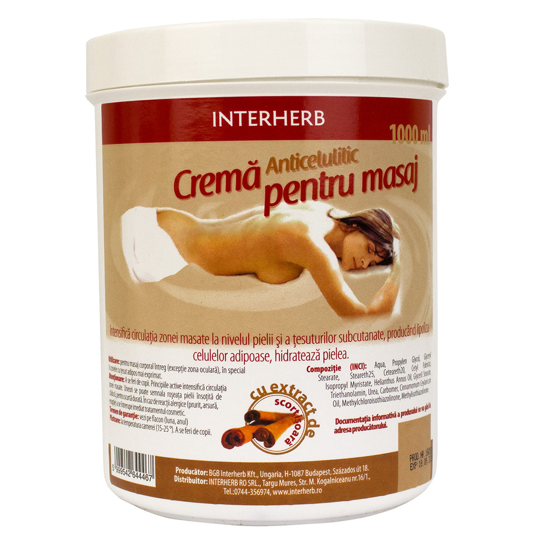 Crema pentru masaj (scortisoara) 1000ml - Interherb