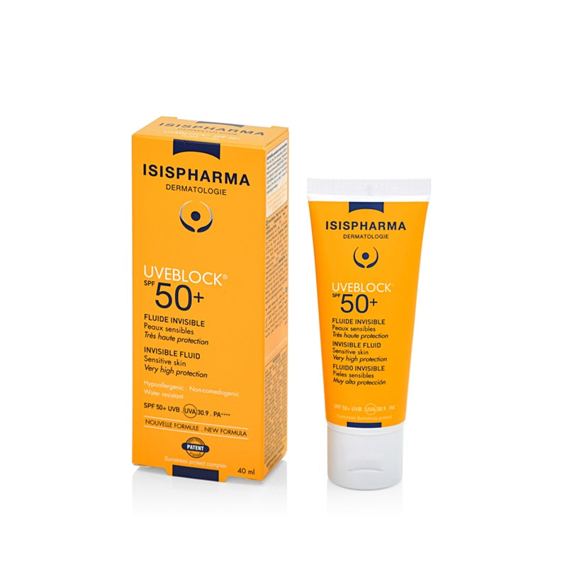 Fluid incolor protectie solara Uveblock SPF 50+ Invisible Fluid, 40ml - Isispharma