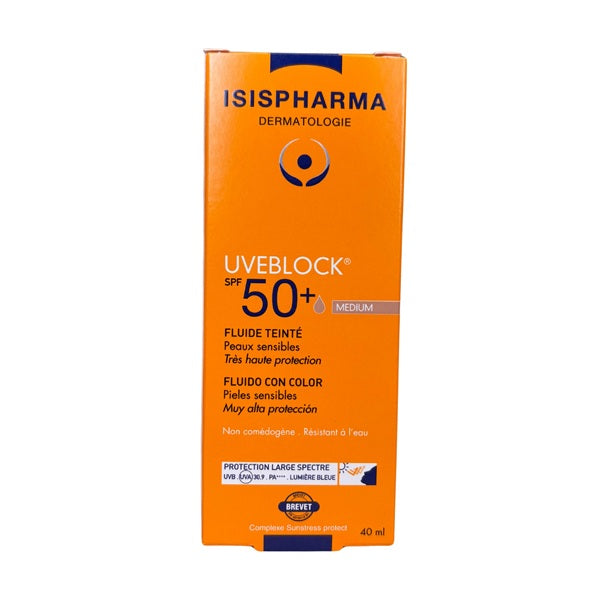 Fluid nuantator protectie solara Uveblock SPF 50+ Light Tinted, 40ml - Isispharma