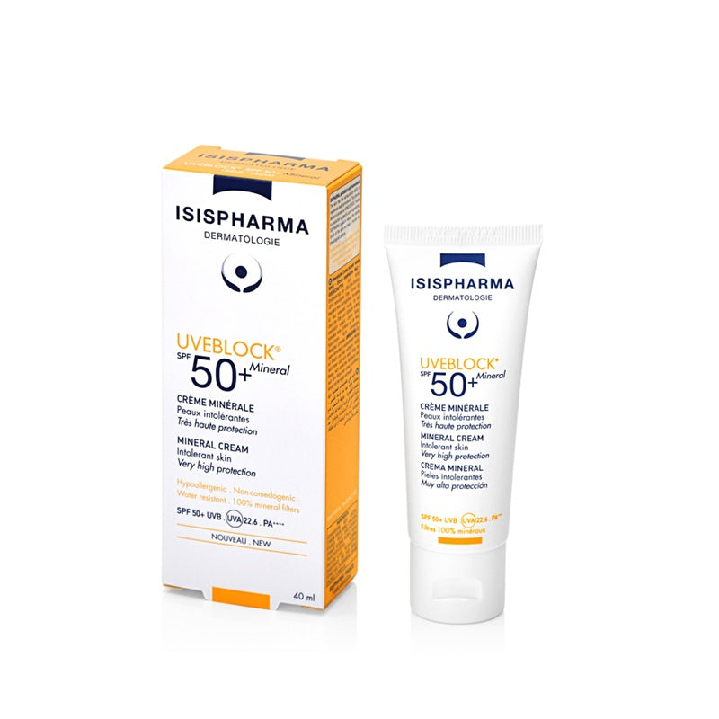 Crema protectie solara minerala Uveblock SPF 50+ Mineral Cream, 40ml - Isispharma