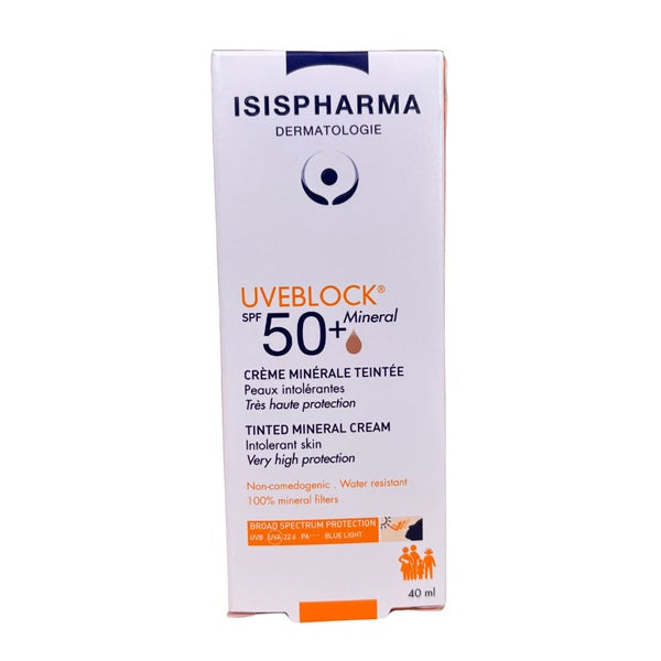 Crema nuantatoare cu protectie solara minerala Uveblock SPF 50+, 40ml - Isispharma