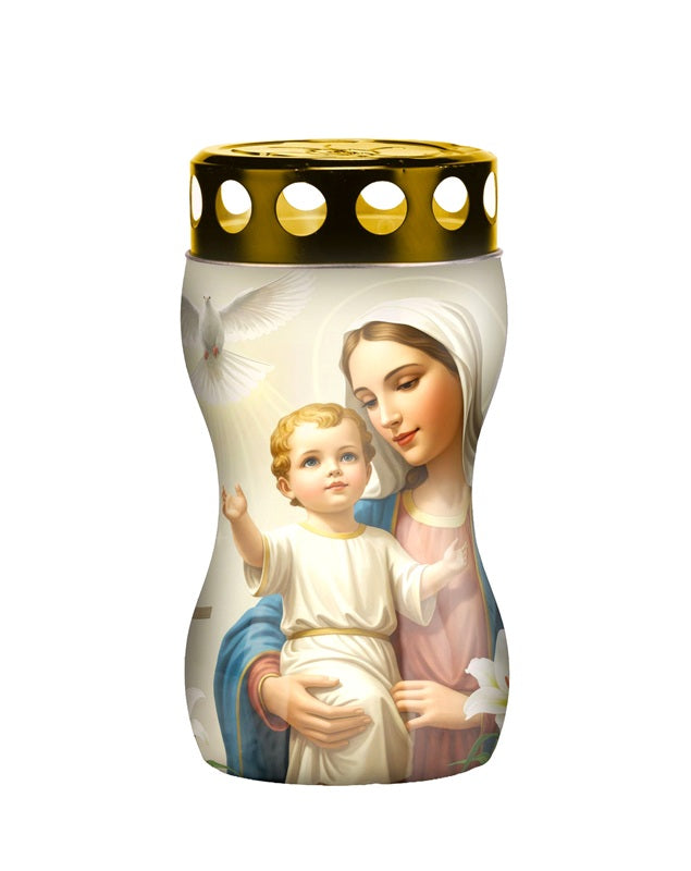 Candela plastic clepsidra 50h cu Maica Domnului - Light Candel Art