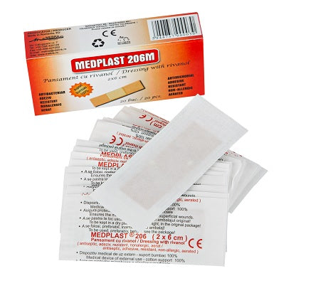 Medplast 206m plasture textil 2cm*6cm 20buc/cut - Mebra