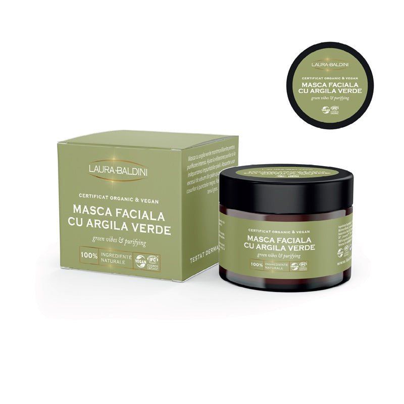 Mască Facială Purificatoare Argilă Verde GREEN VIBES 50ml - Laura Baldini