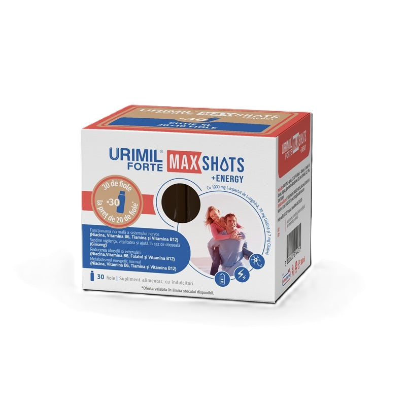 Urimil Forte Max Shots + Energy (10ml), 30 fiole buvabile - Naturpharma