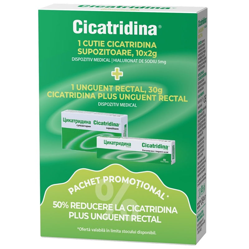 Pachet Cicatridina: 10 supozitoare + Unguent rectal Plus 30g - Naturpharma