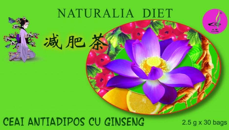 Ceai antiadipos cu ginseng china 2,5gr*30dz - Naturalia Diet