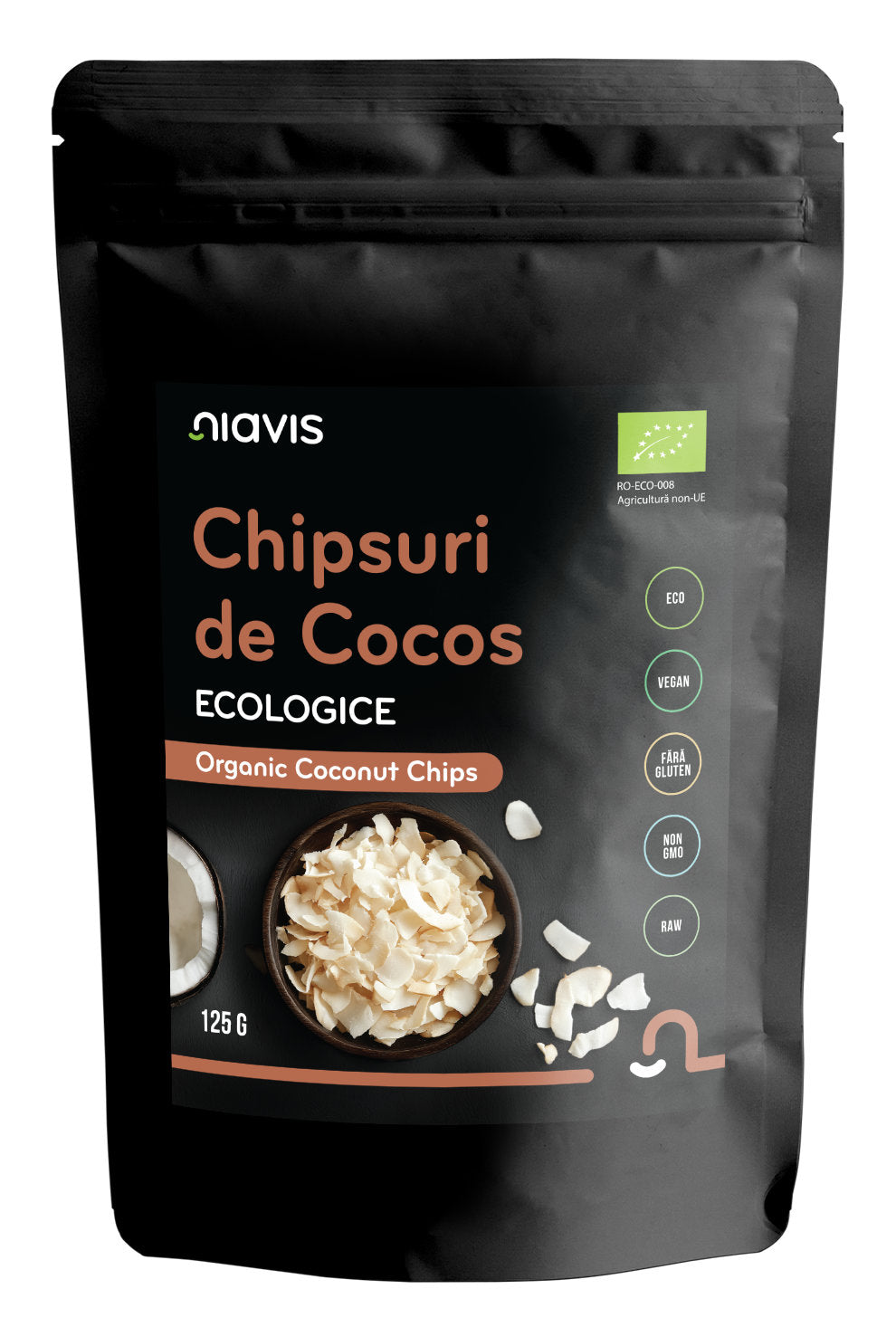 Chipsuri de cocos raw ecologice 125gr - Niavis