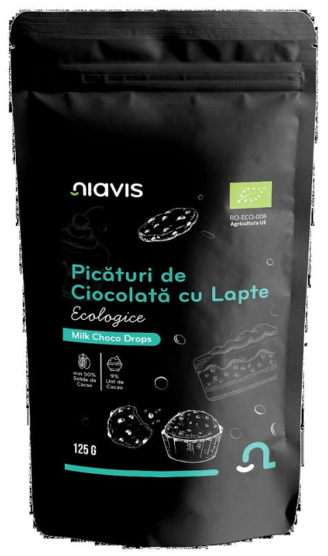 Picaturi Ciocolata cu Lapte Bio, 125 g-NIAV.00146