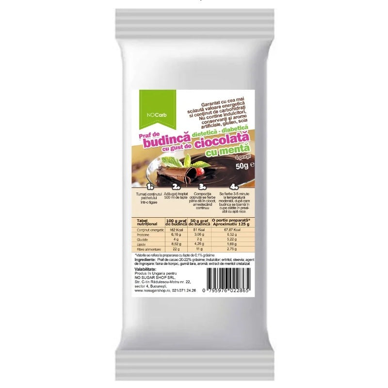 Budinca cu cacao&menta si faina konjac 50gr - No Sugar Shop