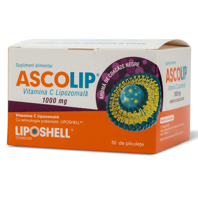 Ascolip vitamina C lipozomala 1000mg (Coacaze Negre), 30 doze - Liposhell