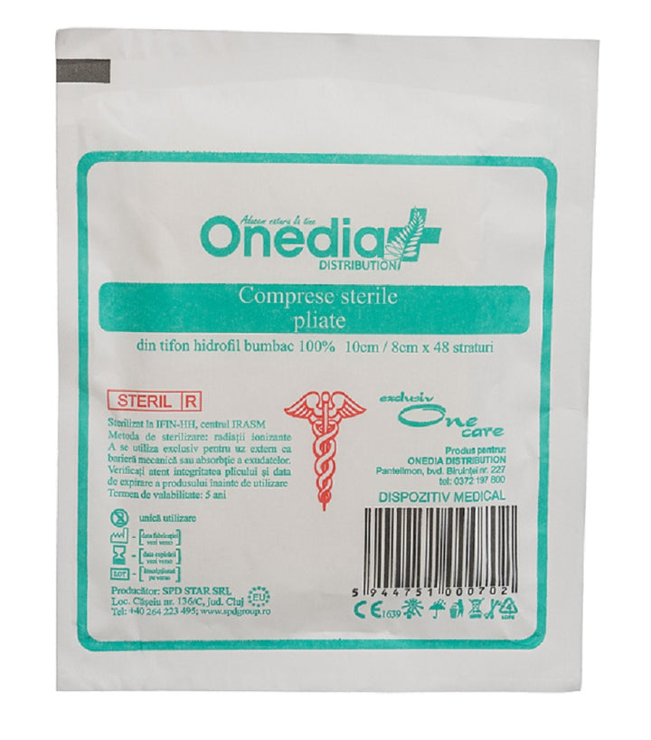 Comprese sterile pliate, 10 cm x 8 cm, 48 straturi-ONED.00192