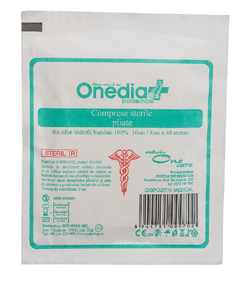 comprese sterile pliate 10cm*8cm 48str. - Onedia